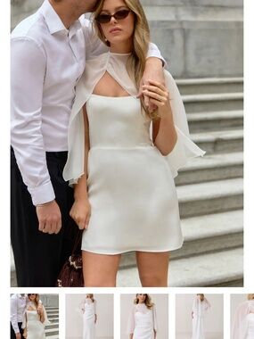 Mini White Wedding Dress + Cape from Park & Fifth